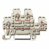 870-967/999-950 - Double-deck terminal block, Ground conductor/through terminal block, 2.5 mm², PE/L, suitable for Ex e II applications, for DIN-rail 35 x 15 and 35 x 7.5, CAGE CLAMP®